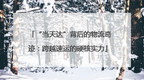 “当天达”背后的物流奇迹：跨越速运的硬核实力