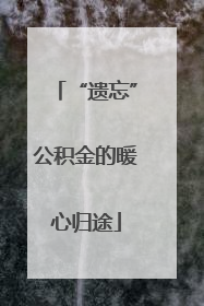“遗忘”公积金的暖心归途