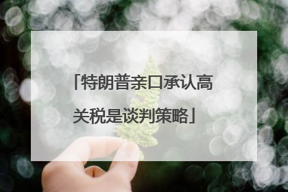 特朗普亲口承认高关税是谈判策略