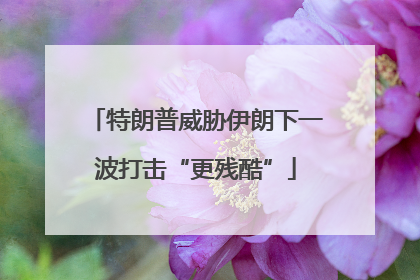 特朗普威胁伊朗下一波打击“更残酷”