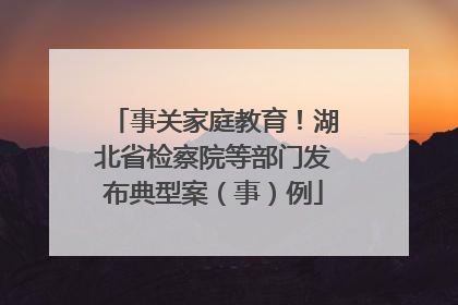 事关家庭教育！湖北省检察院等部门发布典型案（事）例