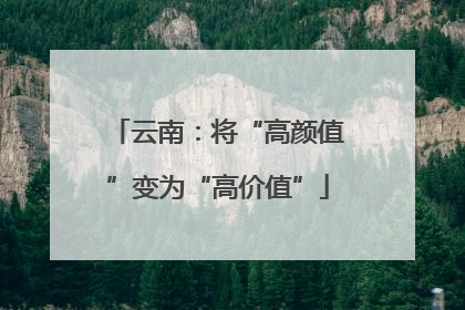 云南：将“高颜值”变为“高价值”