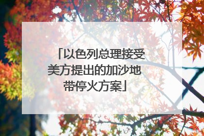 以色列总理接受美方提出的加沙地带停火方案