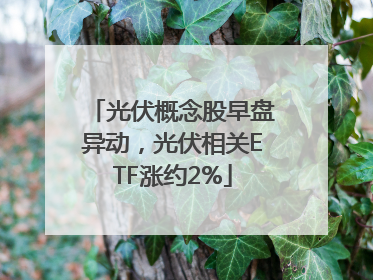 光伏概念股早盘异动，光伏相关ETF涨约2%