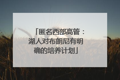 匿名西部高管：湖人对布朗尼有明确的培养计划
