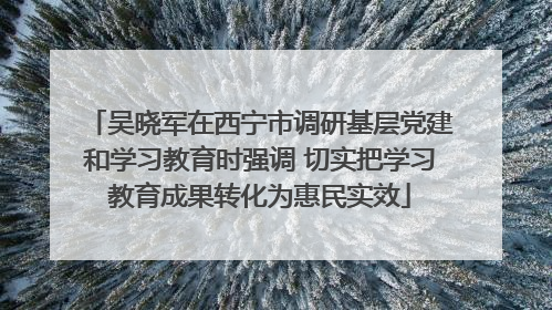 吴晓军在西宁市调研基层党建和学习教育时强调 切实把学习教育成果转化为惠民实效