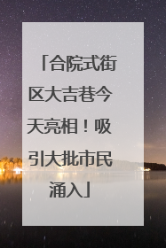 合院式街区大吉巷今天亮相！吸引大批市民涌入