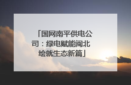国网南平供电公司：绿电赋能闽北 绘就生态新篇