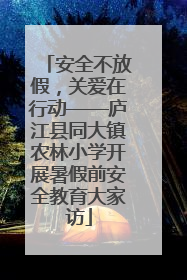 安全不放假，关爱在行动——庐江县同大镇农林小学开展暑假前安全教育大家访