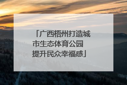 广西梧州打造城市生态体育公园 提升民众幸福感