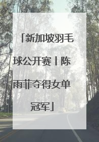 新加坡羽毛球公开赛丨陈雨菲夺得女单冠军