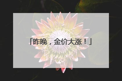 昨晚，金价大涨！