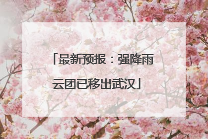 最新预报：强降雨云团已移出武汉