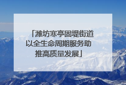 潍坊寒亭固堤街道以全生命周期服务助推高质量发展