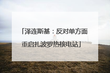 泽连斯基：反对单方面重启扎波罗热核电站