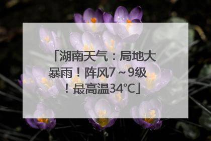 湖南天气：局地大暴雨！阵风7～9级！最高温34℃