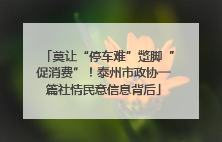 莫让“停车难”蹩脚“促消费”！泰州市政协一篇社情民意信息背后