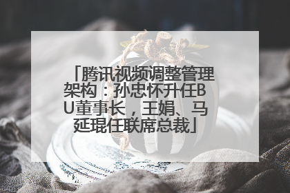 腾讯视频调整管理架构：孙忠怀升任BU董事长，王娟、马延琨任联席总裁