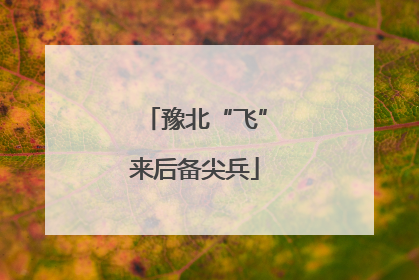 豫北“飞”来后备尖兵
