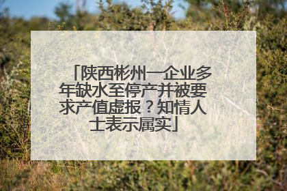 陕西彬州一企业多年缺水至停产并被要求产值虚报？知情人士表示属实