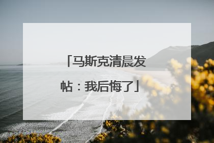 马斯克清晨发帖：我后悔了