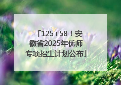 125+58！安徽省2025年优师专项招生计划公布