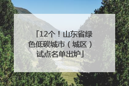 12个！山东省绿色低碳城市（城区）试点名单出炉